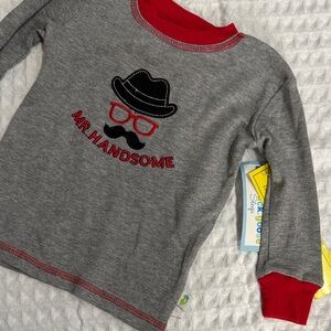 Stylish Gray and Red Kids Long Sleeve Tee
